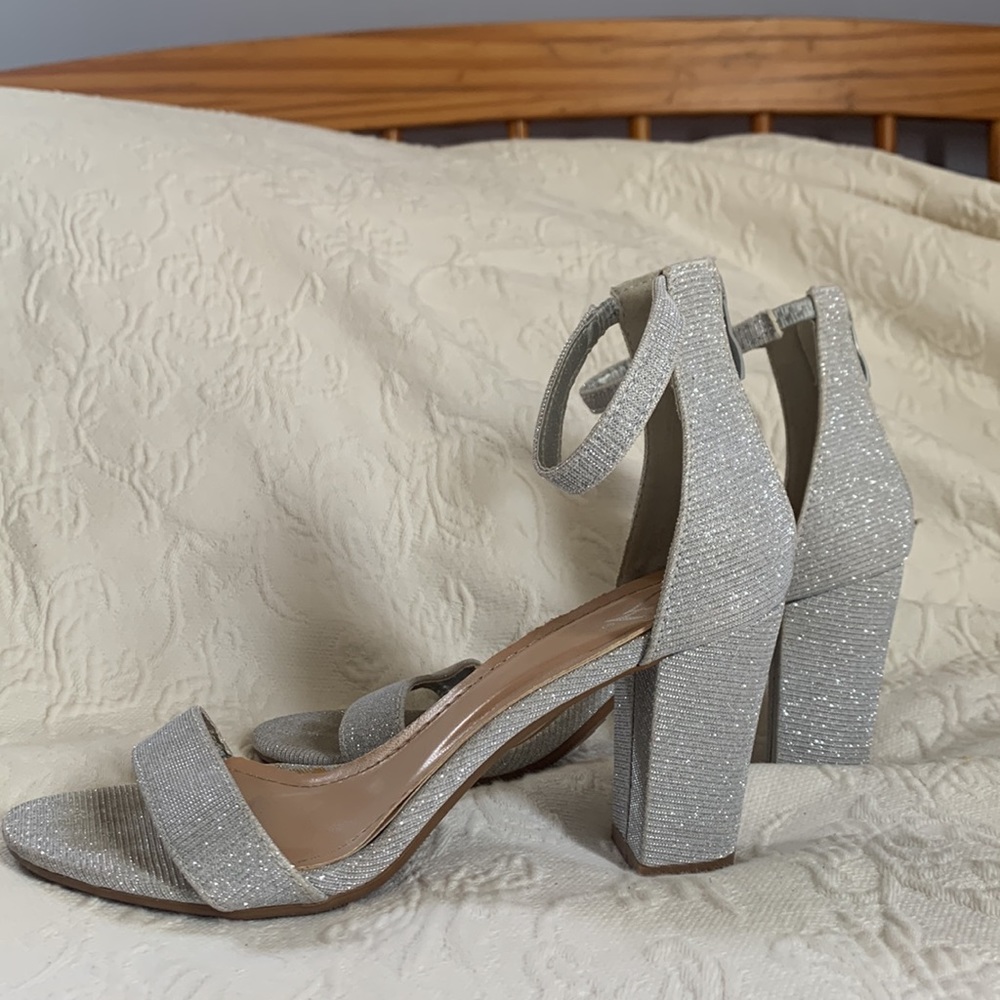 Silver Windsor block heels